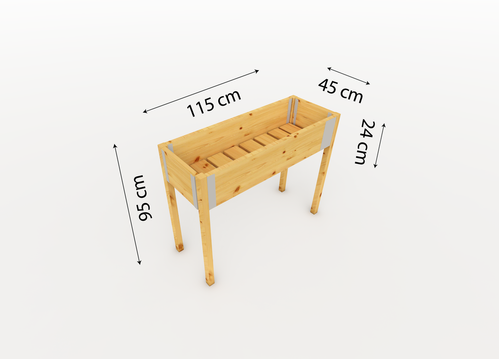 ERGONOMI pakelta medinė lysvė – 115 × 45 × 95 cm
