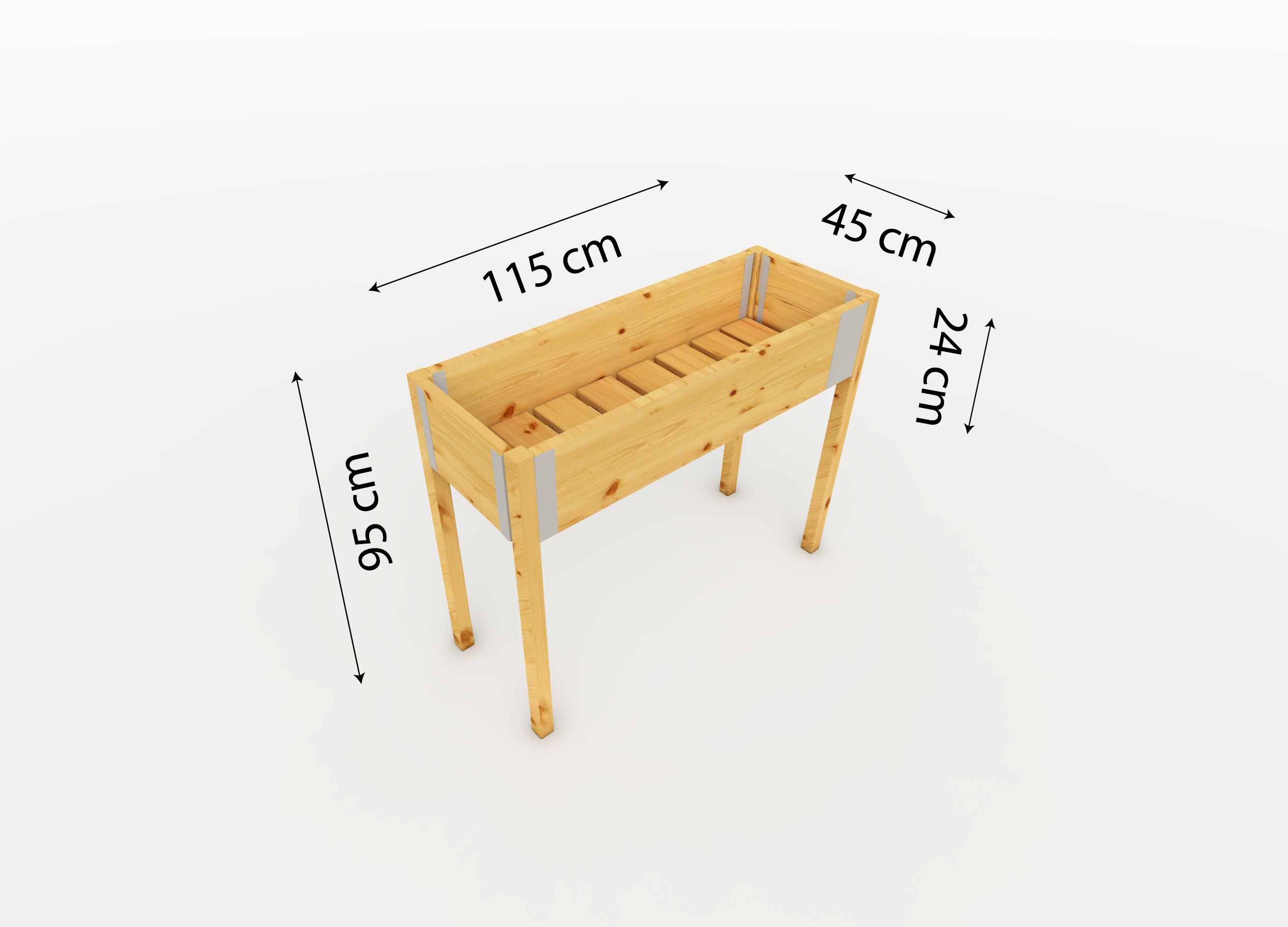 ERGONOMI pakelta medinė lysvė – 115 × 45 × 95 cm