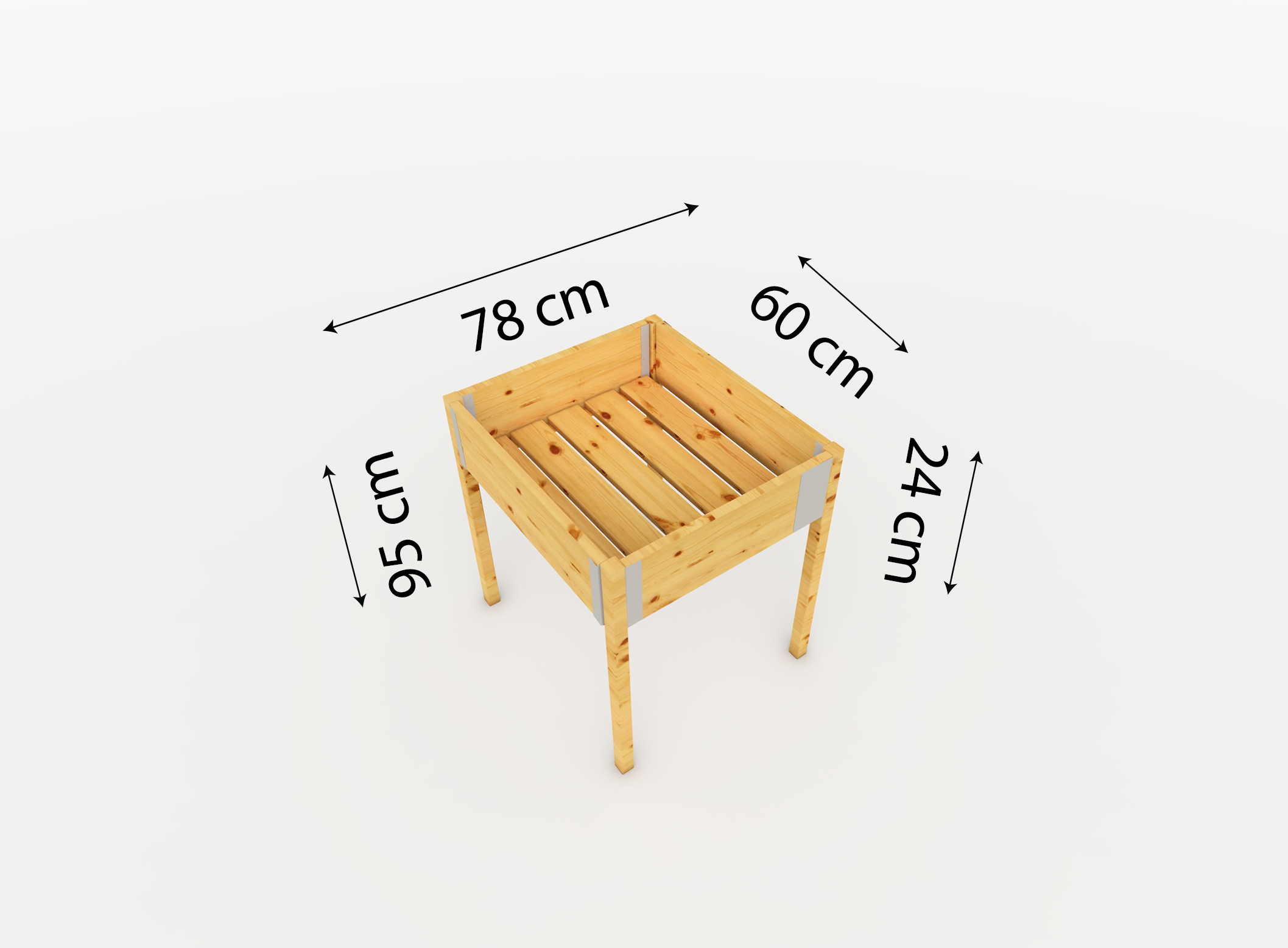 ERGONOMI pakelta medinė lysvė – 78 × 60 × 95 cm