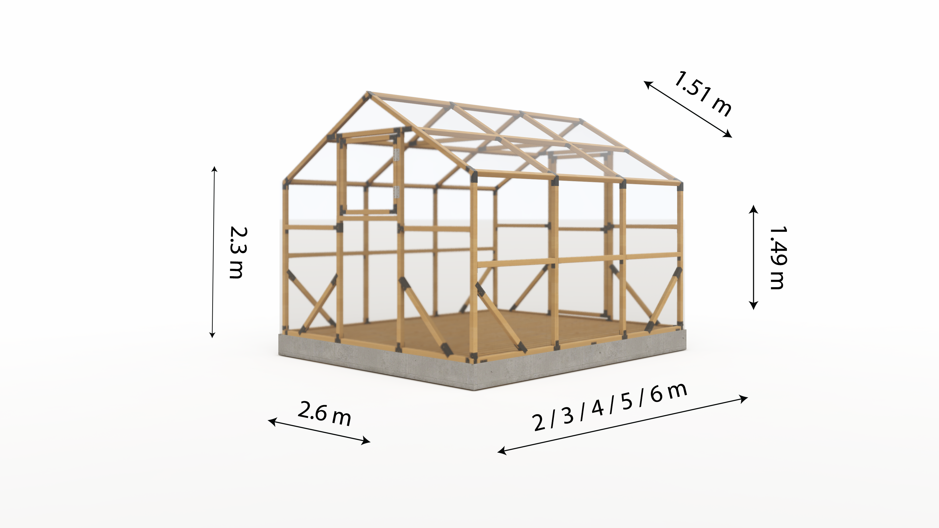 Medinis šiltnamis 2,6x2